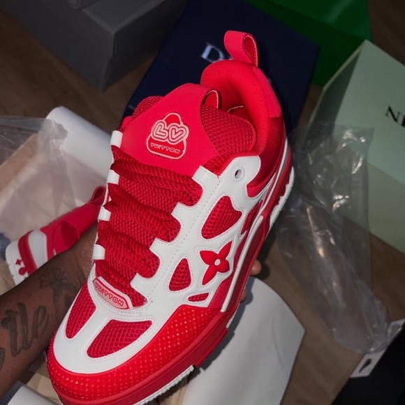Louis Vuitton Red and White Skate Sneakers - Picture 1 of 4